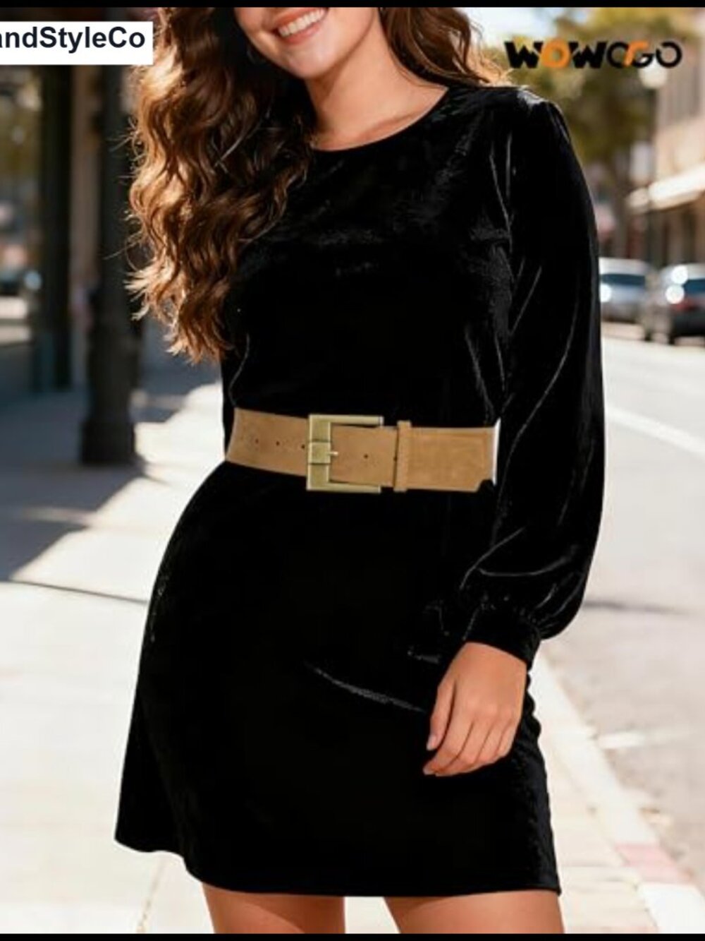 Wide Suede Leather Belt with Brass Buckle, Chunky Waist Belt for Dresses, - Picture 3 of 6